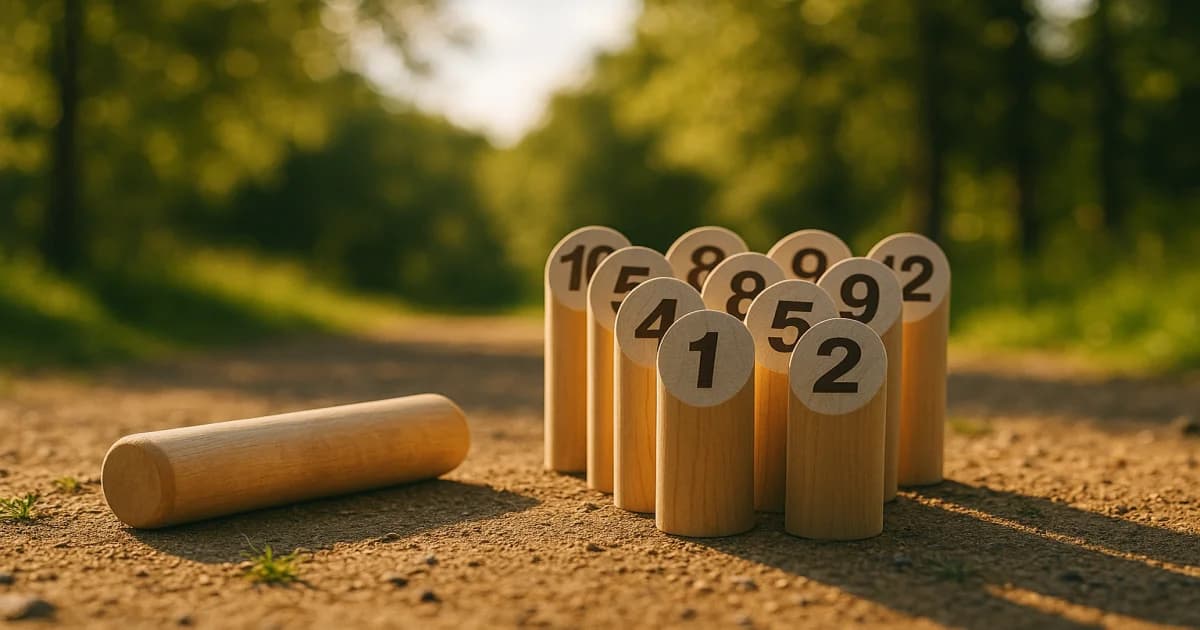 Mölkky finnisches Wurfspiel Holzkegel